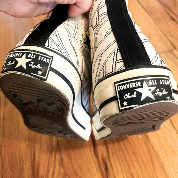 Quilted/embroidered white high top Converse / Free People sneakers size 6 - Picture 4 of 6
